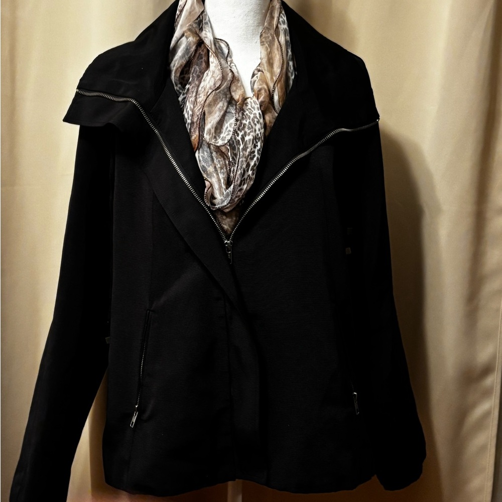 Chico's Black Trench Coat with Zipper Detail